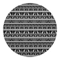 Black And White Egypt Pattern Print Round Blanket