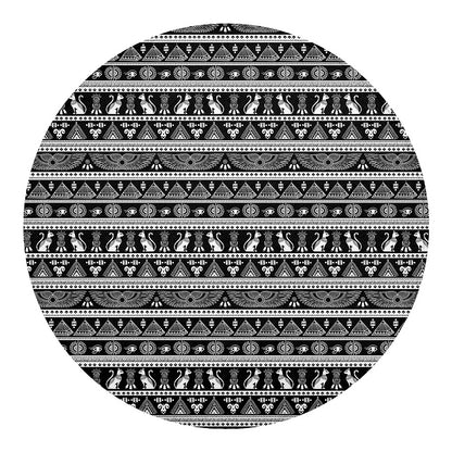 Black And White Egypt Pattern Print Round Blanket