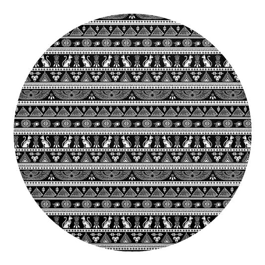 Black And White Egypt Pattern Print Round Blanket