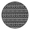 Black And White Egypt Pattern Print Round Floor Mat