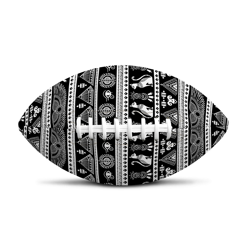 Black And White Egypt Pattern Print Rugby Ball