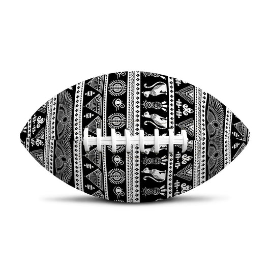 Black And White Egypt Pattern Print Rugby Ball