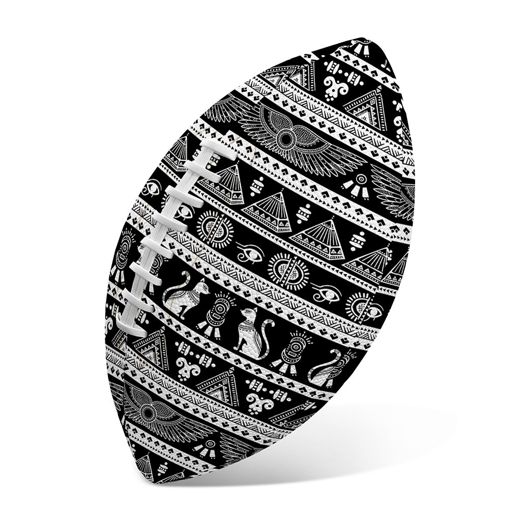 Black And White Egypt Pattern Print Rugby Ball