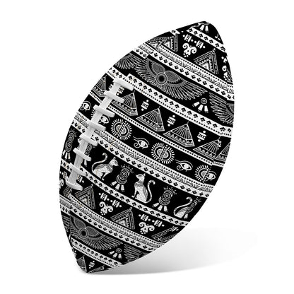 Black And White Egypt Pattern Print Rugby Ball