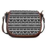 Black And White Egypt Pattern Print Saddle Bag