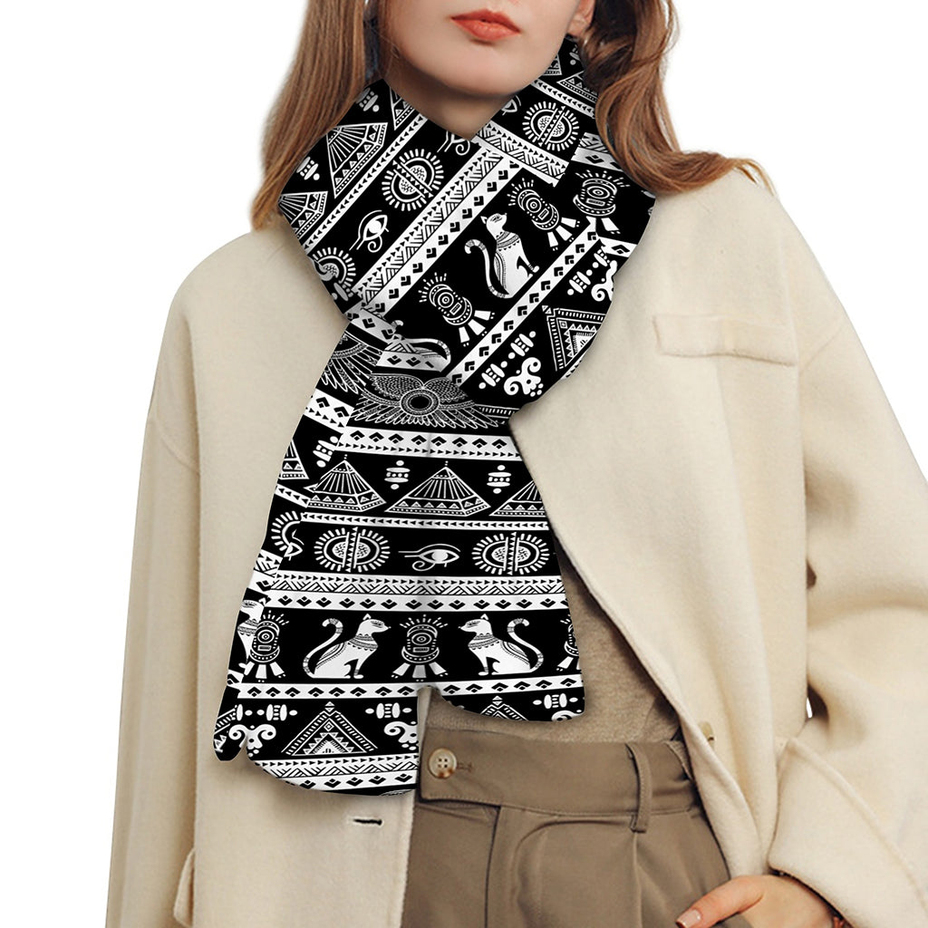 Black And White Egypt Pattern Print Scarf