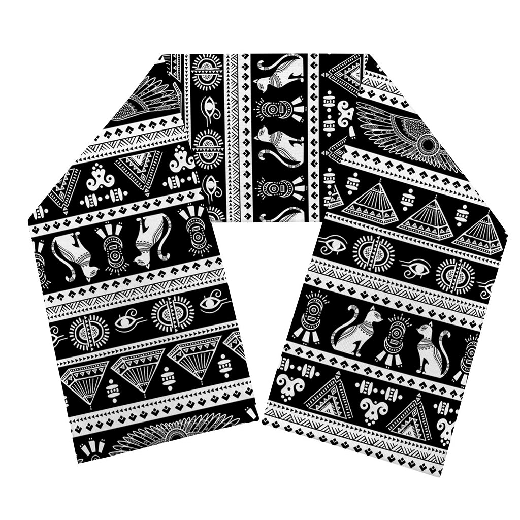 Black And White Egypt Pattern Print Scarf
