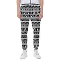 Black And White Egypt Pattern Print Joggers