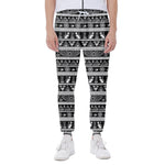 Black And White Egypt Pattern Print Scuba Joggers