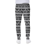 Black And White Egypt Pattern Print Scuba Joggers