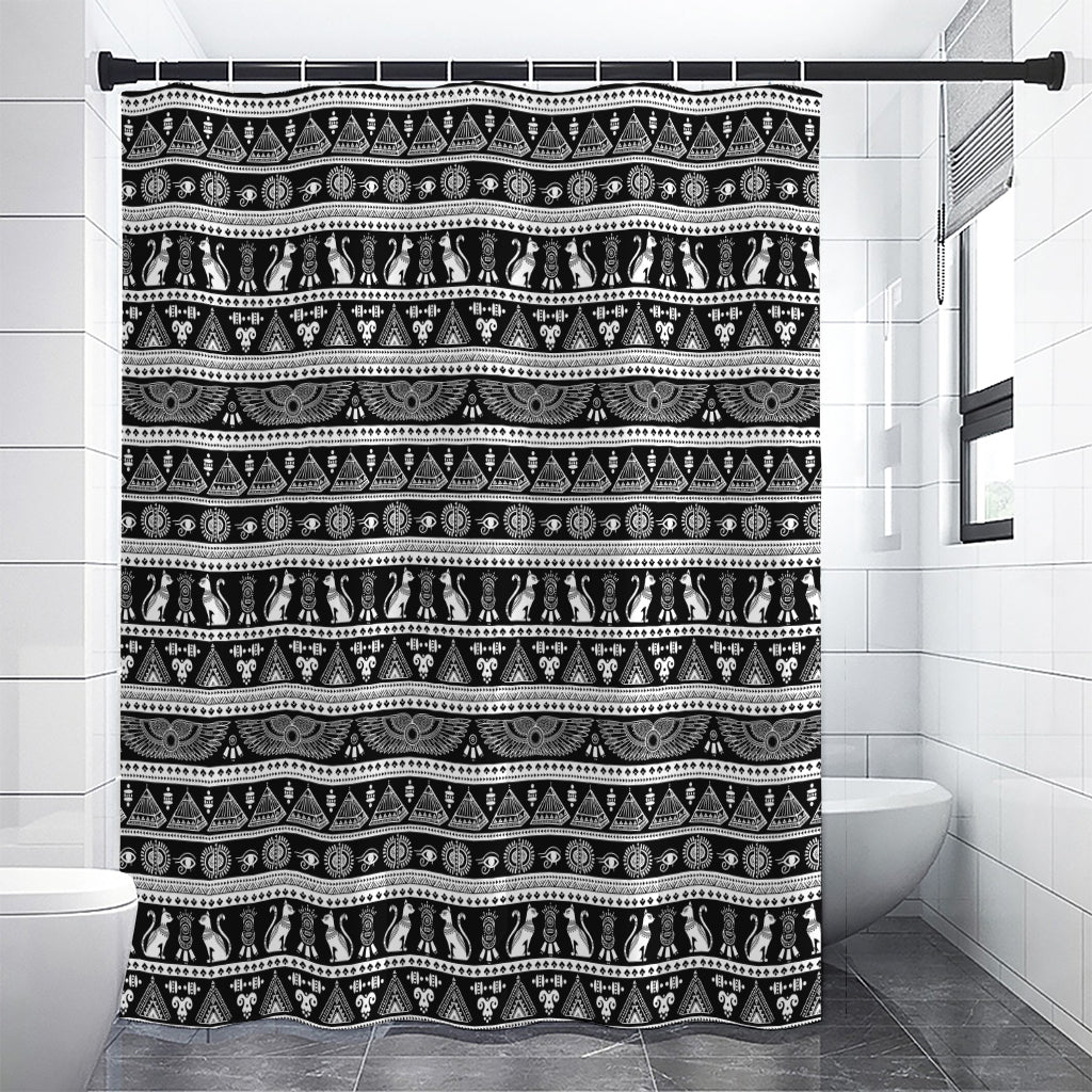 Black And White Egypt Pattern Print Shower Curtain