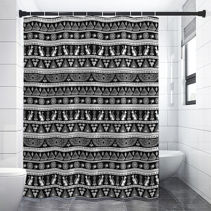 Black And White Egypt Pattern Print Shower Curtain