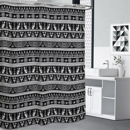 Black And White Egypt Pattern Print Shower Curtain