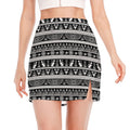 Black And White Egypt Pattern Print Side Slit Mini Skirt