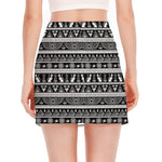 Black And White Egypt Pattern Print Side Slit Mini Skirt
