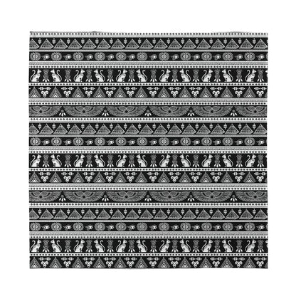 Black And White Egypt Pattern Print Silk Bandana