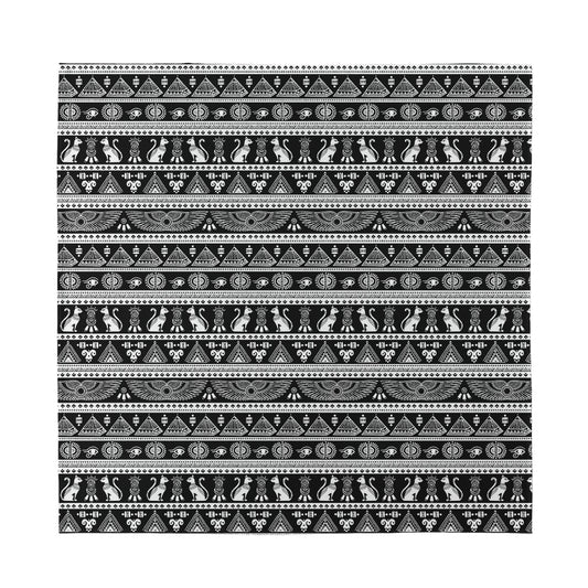 Black And White Egypt Pattern Print Silk Bandana