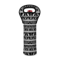 Black And White Egypt Pattern Print Single Neoprene Wine Tote