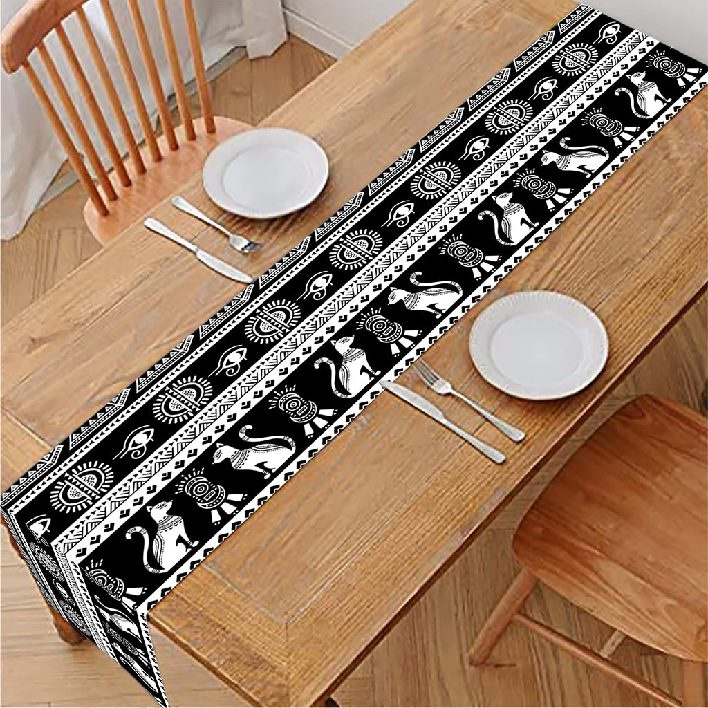 Black And White Egypt Pattern Print Table Runner