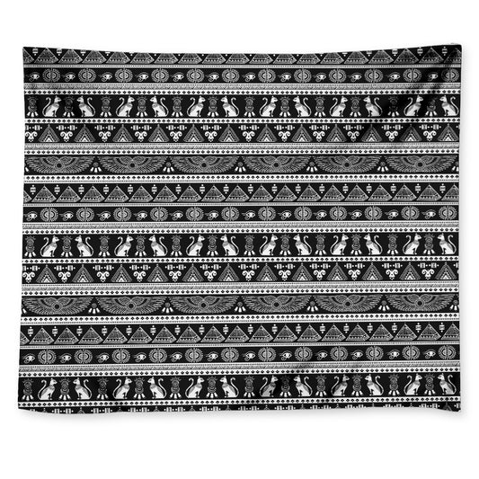 Black And White Egypt Pattern Print Tapestry