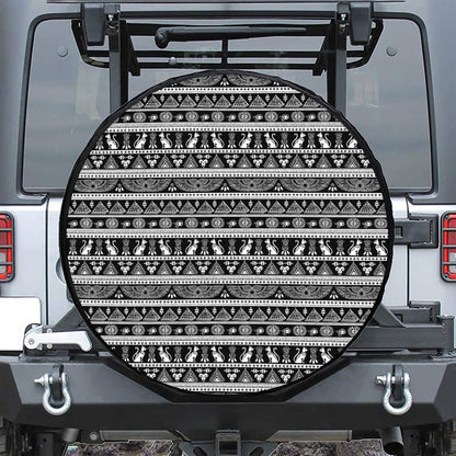 Black And White Egypt Pattern Print Tire Cover
