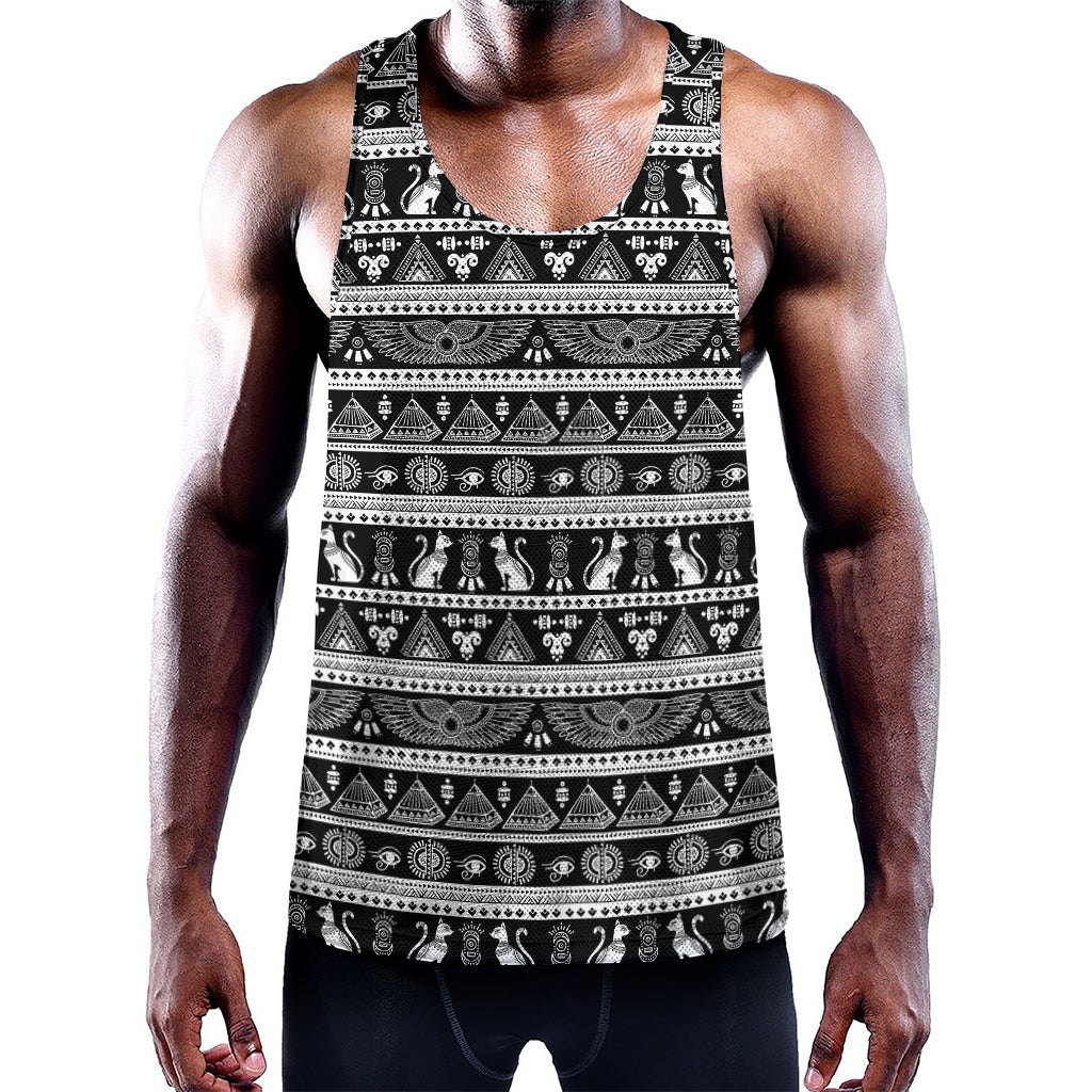 Black And White Egypt Pattern Print Training Tank Top