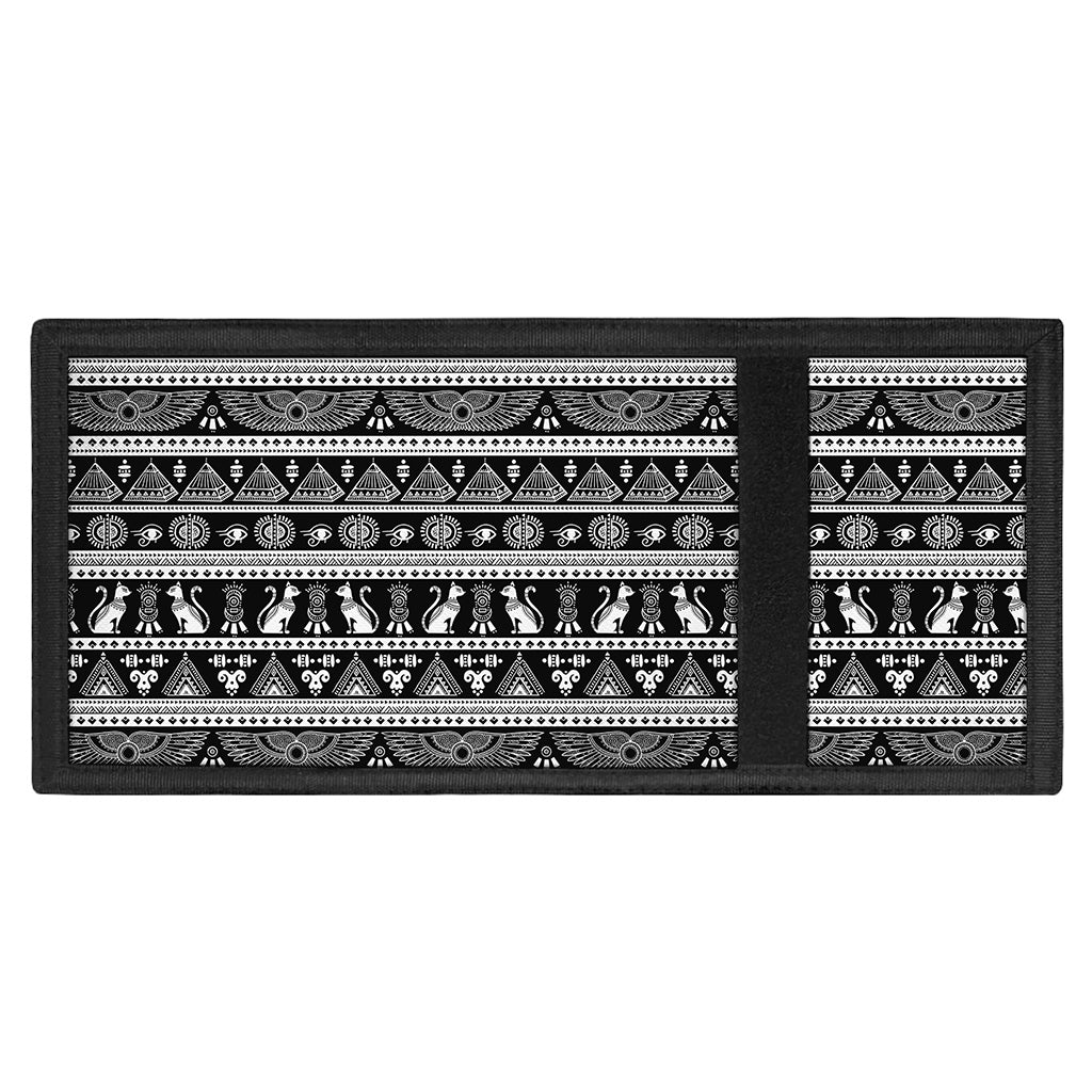 Black And White Egypt Pattern Print Trifold Wallet