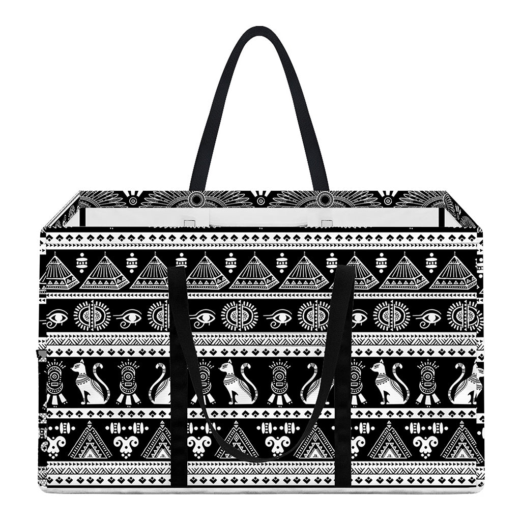 Black And White Egypt Pattern Print Utility Tote Bag