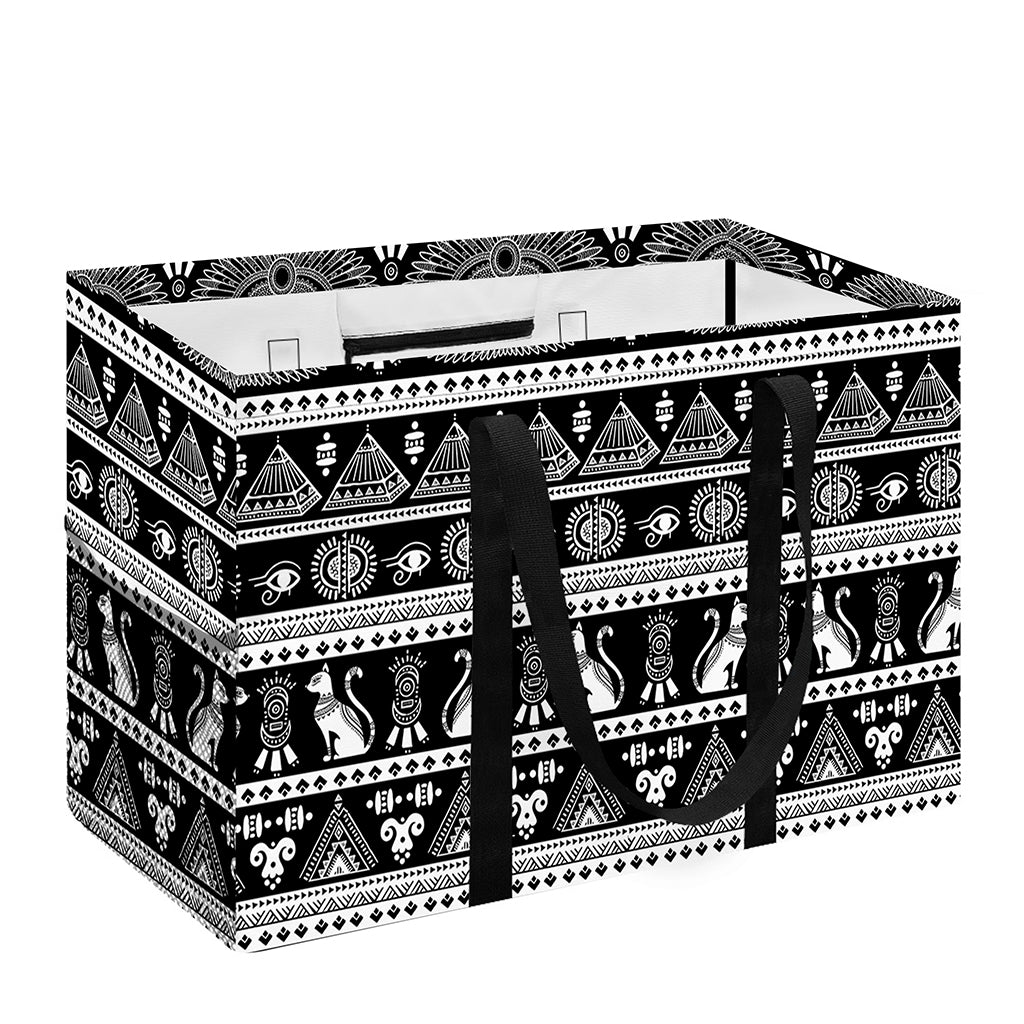 Black And White Egypt Pattern Print Utility Tote Bag