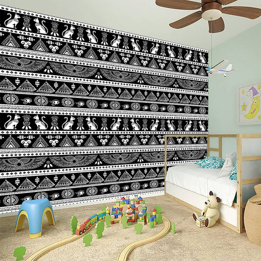 Black And White Egypt Pattern Print Wall Sticker