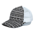 Black And White Egypt Pattern Print White Mesh Trucker Cap