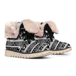 Black And White Egypt Pattern Print Winter Boots