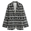 Black And White Egypt Pattern Print Women's Cotton Blazer