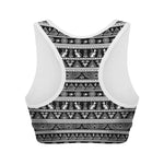 Black And White Egypt Pattern Print Women's Sports Bra