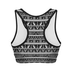 Black And White Egypt Pattern Print Women's Sports Bra