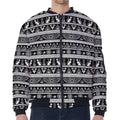 Black And White Egypt Pattern Print Zip Sleeve Bomber Jacket