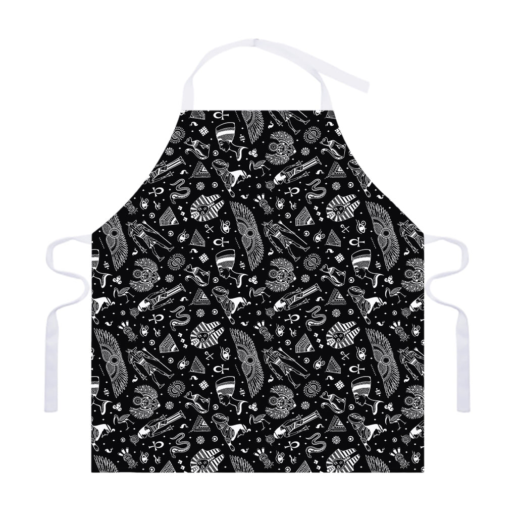 Black And White Egyptian Pattern Print Adjustable Apron