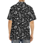Black And White Egyptian Pattern Print Aloha Shirt