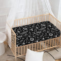 Black And White Egyptian Pattern Print Baby Crib Sheet