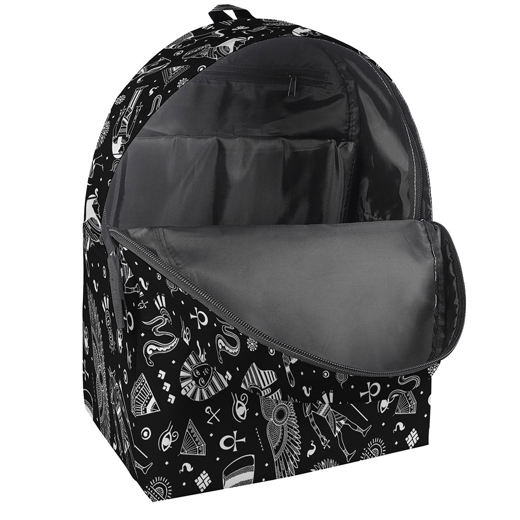 Black And White Egyptian Pattern Print Backpack