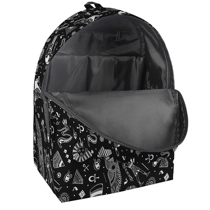 Black And White Egyptian Pattern Print Backpack