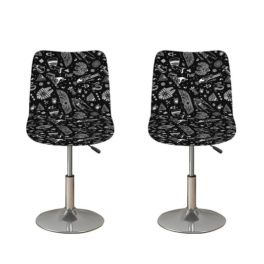 Black And White Egyptian Pattern Print Bar Stool Covers
