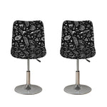 Black And White Egyptian Pattern Print Bar Stool Covers