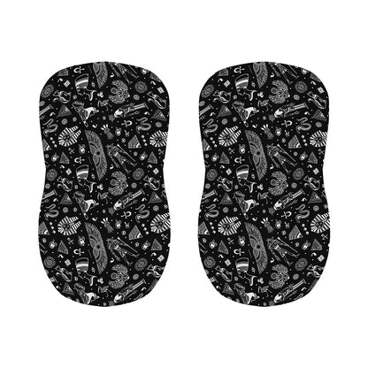 Black And White Egyptian Pattern Print Bar Stool Covers