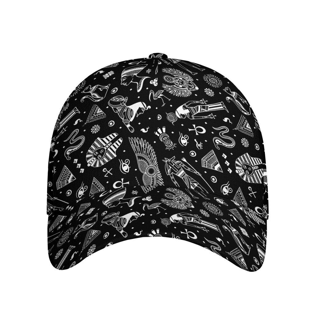 Black And White Egyptian Pattern Print Baseball Cap