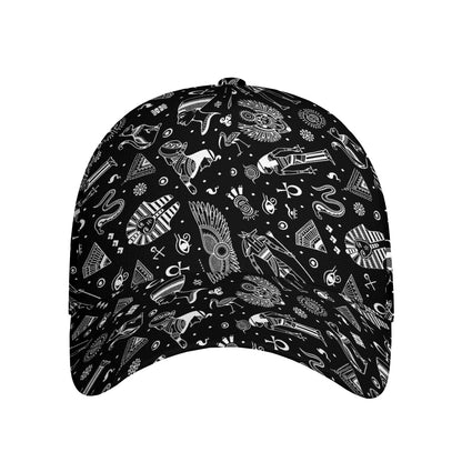Black And White Egyptian Pattern Print Baseball Cap