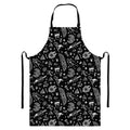 Black And White Egyptian Pattern Print Bib Apron With Pocket