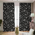 Black And White Egyptian Pattern Print Dimout Pencil Pleat Curtains