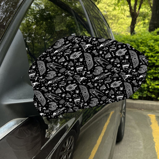 Black And White Egyptian Pattern Print Car Side Mirror Covers
