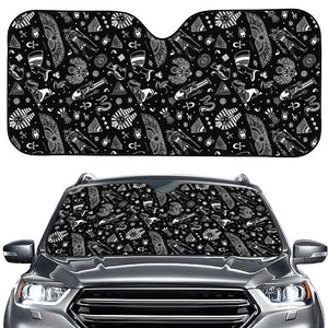 Black And White Egyptian Pattern Print Car Windshield Sun Shade